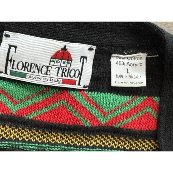 VTG Florence Tricot Coogi Style Cardigan Sweater Bold Retro Swagger Men’s L - Picture 4 of 5